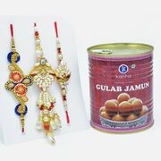 Set of Beads Rakhi with Tasty Gulab Jamun