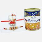 Hello Kitty Rakhi for Kids and Floral Rakhi For Bhaiya with Tempting Kanha Malpua