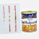 Beautiful Bhaiya-Bhabhi Rakhi with Authentic Indian Malpua