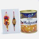 Zardozi Bhaiya Rakhi Set of 2 with Flavoursome Malpua