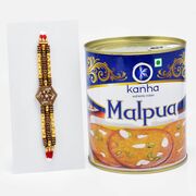Angelic AD Worked Rakhi Set with Desi Malpua
