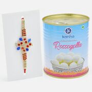 Beautiful Diamonds Everywhere Rakhi with Delicious and Fresh Kanha Rasgulla