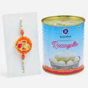 Majestic Ganpati Rakhi with Kanha Rasgulla