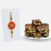 Handmade Mauli Threaded Rakhi with Sweet Anjeer Dryfruit