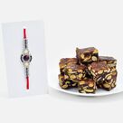 Beautiful Black Diamond Studded Rakhi with Delicious Kanha Anjeer Dryfruits