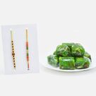 Simply Majestic Rudraksha and Diamond Rakhi Set of 2 with Tasty Kaju Anjeer Dryfruit