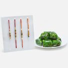 Traditinal Bhaiya-Bhabhi Rakhi Set of 2 with Savory Kanha Kaju Anjeer Dryfruit