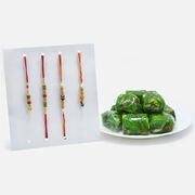 Traditinal Bhaiya-Bhabhi Rakhi Set of 2 with Savory Kanha Kaju Anjeer Dryfruit