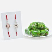 Diamonds and Rubies Everywhere Rakhi Set with Kanha Kaju Anjeer Dryfruit