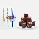 Shinchan Kids Rakhi and Beautiful Bhaiya-Bhabhi Rakhi Set with Khajoor Dryfruit