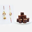White Moti Rakhi for Bhaiya-Bhabhi with Delightful Khajoor Dryfruit
