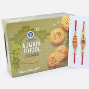 Om and Swastika Jewel Brother Rakhis with Ajwain Phool Branded Cookies