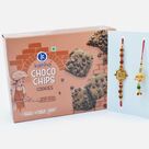 Choco Chips Cookies with Rudraksha Bhai Rakhi and Lumba Rakhi