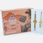 Choco Chips Cookies with Rudraksha Bhai Rakhi and Lumba Rakhi