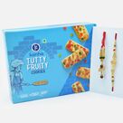 Tutty Fruity Cookies with Om Written Bhai Rakhi and Multi Liner Lumba Rakhi