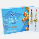 Auspicious Khanda Sikh Rakhi with Lumba and Tutty Fruity Luscious Cookies