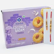 Coconut and Badam Cookies with Beaded Mauli Bhaiya Bhabhi Rakhis