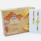 Kanha Butter Cake Rusk Cookies with Om Design Brother Rakhi and Lumba Rakhi