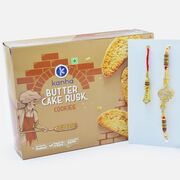 Kanha Butter Cake Rusk Cookies with Om Design Brother Rakhi and Lumba Rakhi