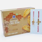 Bhaiya Bhabhi Rakhi Pair with Tasty Butter Cake Rusk Cookies