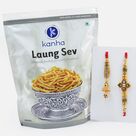 Meena Work Design Brother rakhi with Lumba Rakhi and Laung Sev Namkeen Sweet