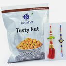 Parrot Design Lumba Rakhi With Meena Work Bhai Rakhi and Tasty Nut Namkeen
