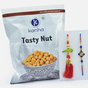 Parrot Design Lumba Rakhi With Meena Work Bhai Rakhi and Tasty Nut Namkeen