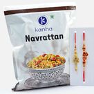 Veera Written Brother Rakhi with Flower Lumba Rakhi and Namkeen of Kanha Navrattan