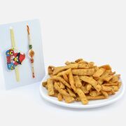 Indian Savory Matri with Angry Bird Kid Rakhi and Flower Brother Rakhi
