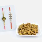 Masala Fried Kaju with Auspicious Ganesha Rakhi and Pear Thread Rakhi for Brothers