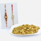 Kaju Mix Tasty Namkeen with Pair of Two Brother Fancy Rakhis
