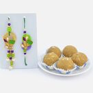 Delicious Besan Ke Laddu with Zardosi Work Nice Looking Amazing Rakhis