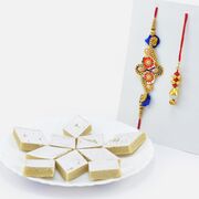 Amazing Delicious Cashew Sweet with Nice Looking Amazing Zardosi Work Bhaiya Bhabhi Rakhis