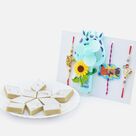 Two Toy and Cartoon Kids Rakhis with Auspicious Brother Rakhis and Kaju Katli Delicious Sweet