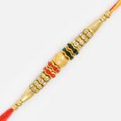 Stylish Multi Color and Zigzag Diamond Thread Rakhi