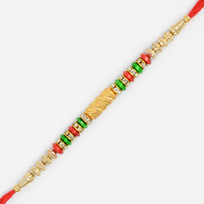 Golden Pipe Beads Awesome Brother Rakhi Thread