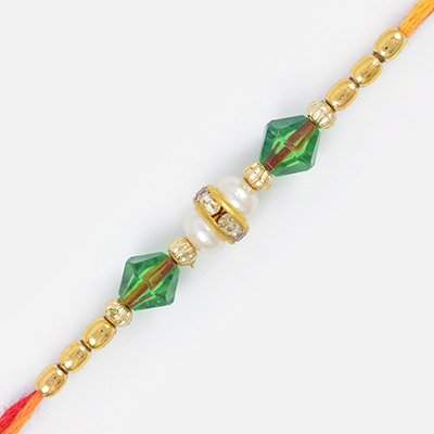 Awesome Beads and Dual Half Pearl Brother Rakhi