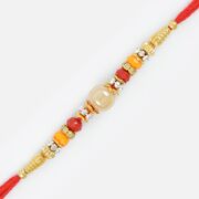 Simply Beautiful Golden Diamond Ring Creamy Pearl Rakhi