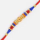 Amazing Central Golden Ball with Gems Thread Rakhi