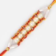Linear Pearl and Zig-Zag Diamonds Pearl Rakhi