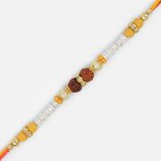 Central Ring Double Rudraksh Pearl Thread Rakhi