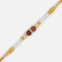 Central Ring Double Rudraksh Pearl Thread Rakhi