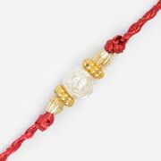 Stunning Central Big White Pearl with Pink Thread Rakhi