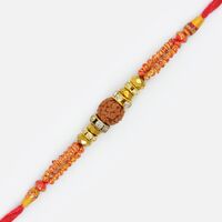Auspicious Central Rudraksh with Cutting Beads and Diamonds Thread Rakhi