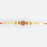 Swastika On Circular Base Design Amazing Looking Thread Bhai Rakhi
