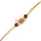 Glamorous Beauty of Rudraksh and Golden Beads Thread Rakhi