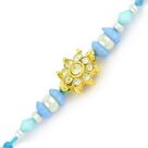 Awesome Jewel Golden Floral with Beads Thread Rakhi