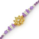 Simply Beautiful Golden Jewel Floral with Beads Rakhi Thread