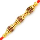 Awesome Designer Beads Golden Polki Rakhi Thread