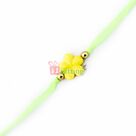 Art of simplicity in neon flower Rakhi with golden beads Rakhi